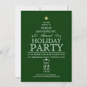 Tannenbaum Typographic Emerald Holiday Party Invitation