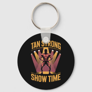 Tanning Bed Tan Strong Athletes Gym Goers Bronze T Keychain