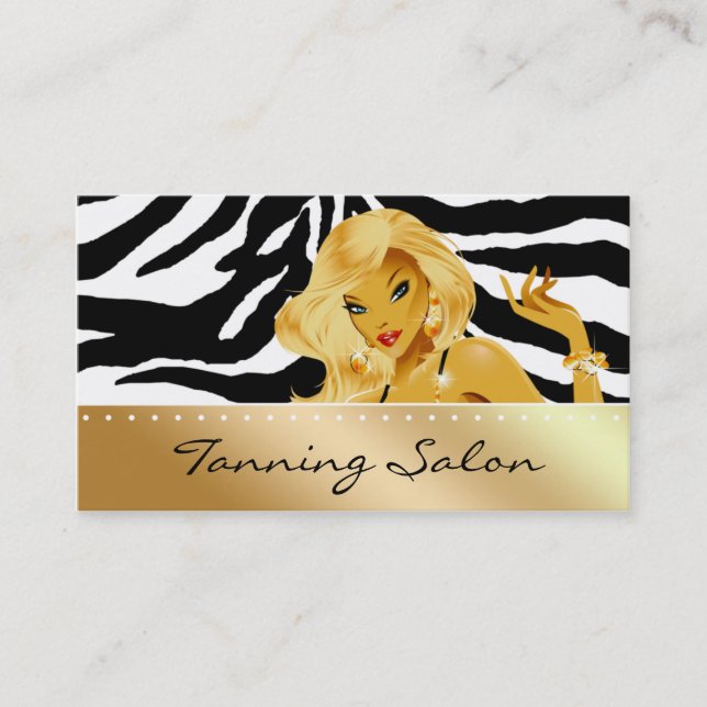 Tanning Business Card Super Gold Blonde Zebra (Front)