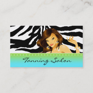 Tanning Business Card Zera Blue Woman Dark