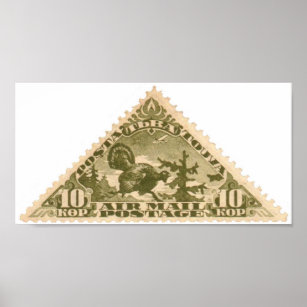 Tannu Tuva 10 Turkey Olive Triangle Stamp Folio Poster