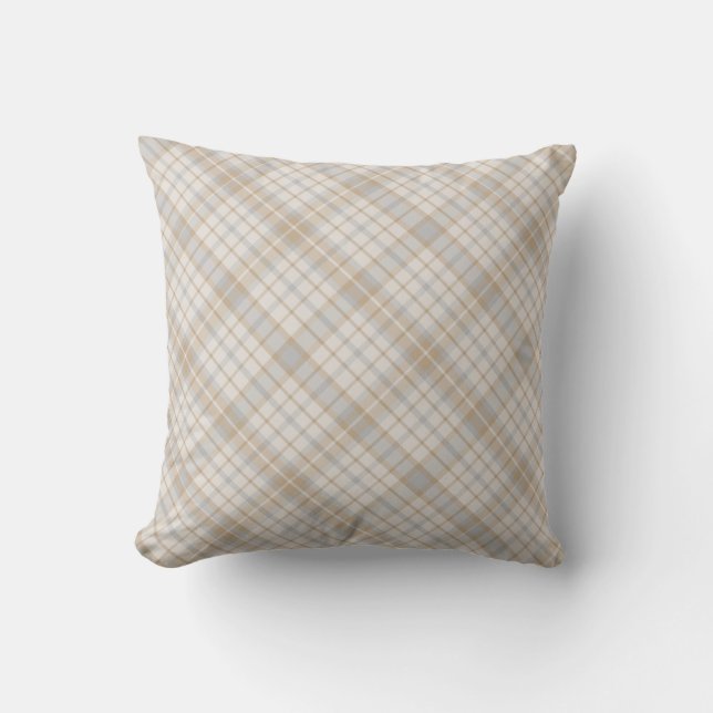 Tans Gris et Crèmes Plaid Design Coussin mcful (Recto)