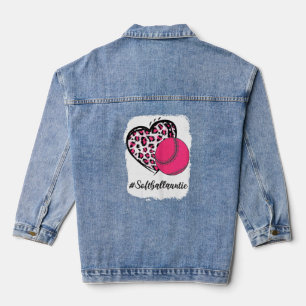 Tante de softball bleu rose Leopard Coeur