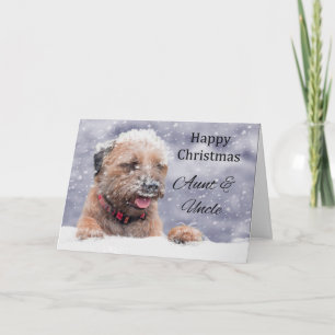Tante et oncle, Noël, carte de chien de Terrier de