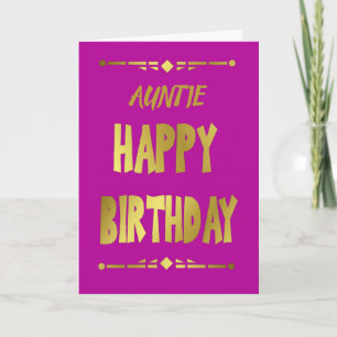 Tante Joyeuse Anniversaire Carte de Typographie Or