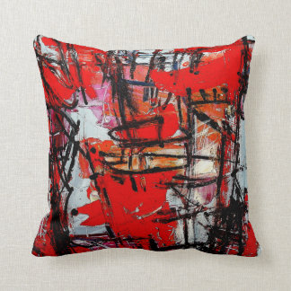 Tantrum-Red Abstract Expressionist-Throw Pillow