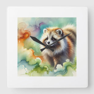 Tanuki in Nature 230924AREF118 - Watercolor Square Wall Clock