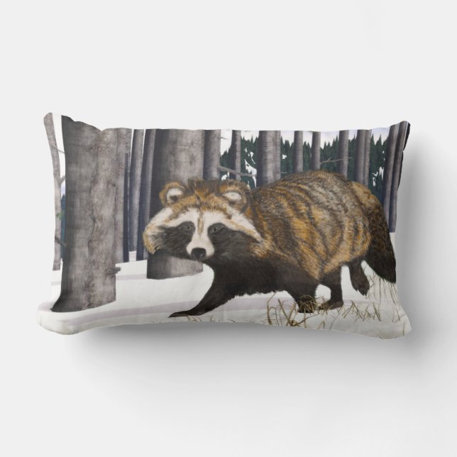 Tanuki - Raccoon Dog Lumbar Pillow (Front)