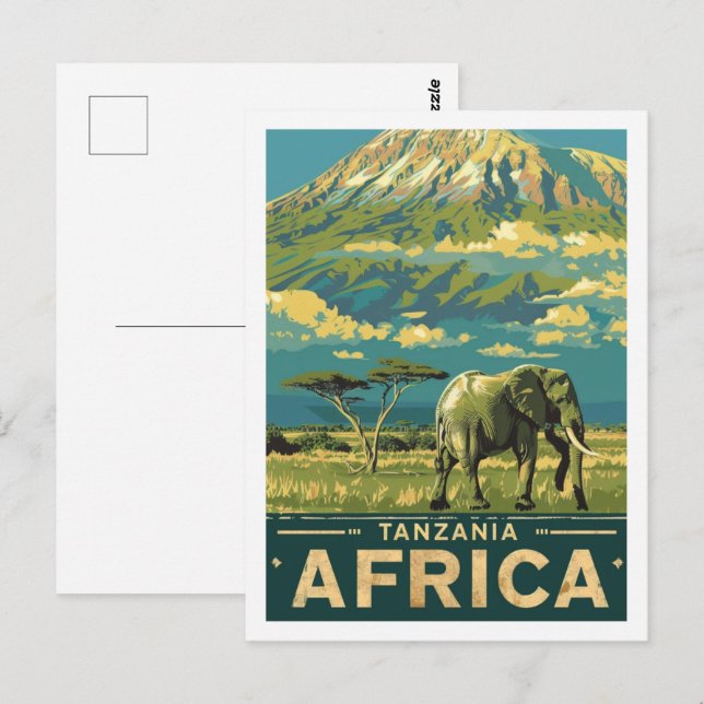 Tanzania Africa Vintage Famous Travel Place Postcard (Front/Back)