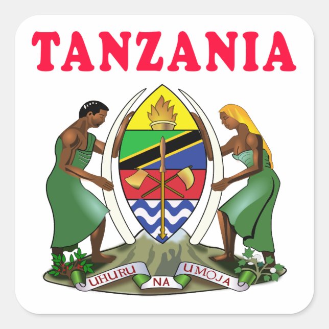 Tanzania Coat Of Arms Designs Square Sticker (Front)