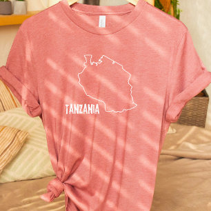 Tanzania Country Map Tanzanian Border Line Shape T-Shirt