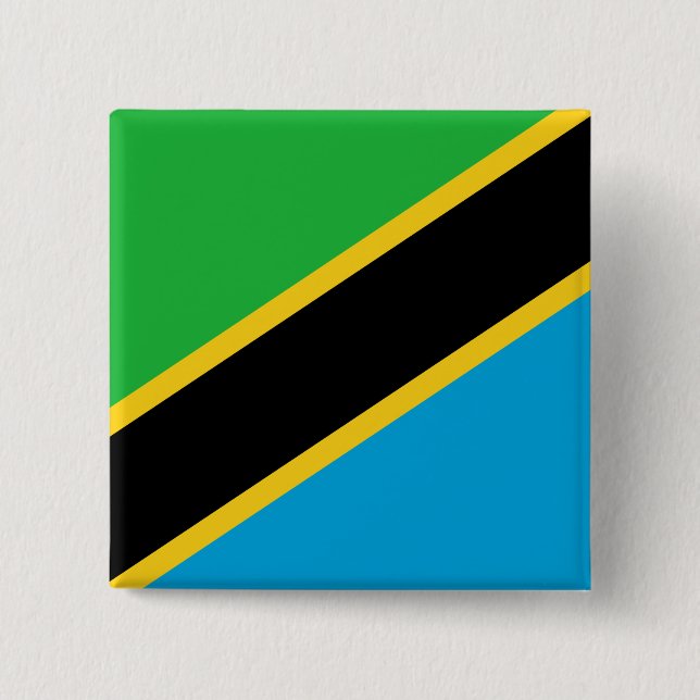 Tanzania Flag 2 Inch Square Button (Front)