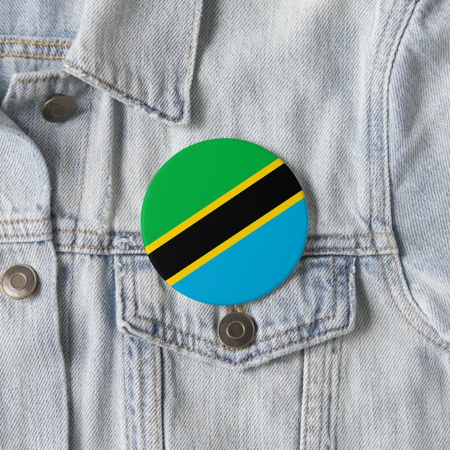 Tanzania flag 3 inch round button (In Situ)