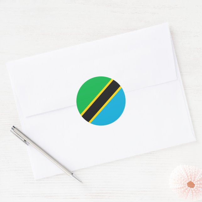 Tanzania flag classic round sticker (Envelope)