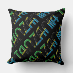 Tanzania Flag Colours Typography African Souvenir Throw Pillow