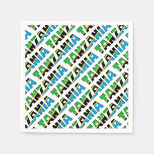Tanzania Flag Colours Typography Pattern Hearts Napkin