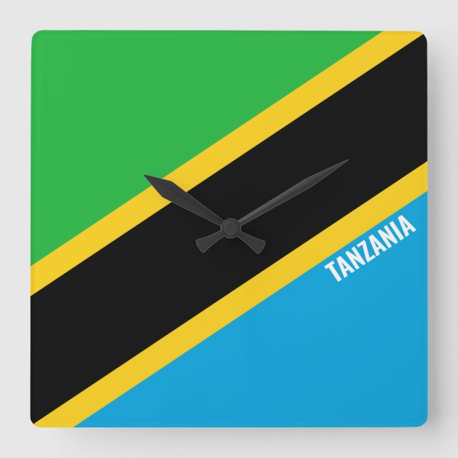 Tanzania Flag Dazzling Patriotic Square Wall Clock (Front)