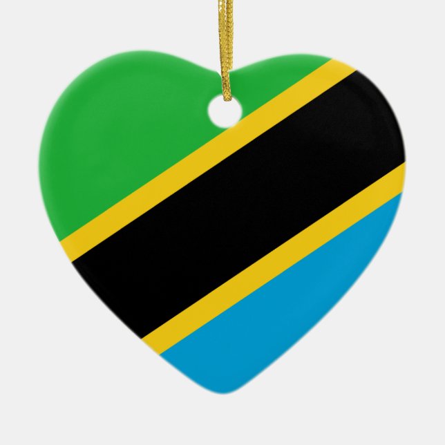 Tanzania Flag Heart Ceramic Ornament (Front)