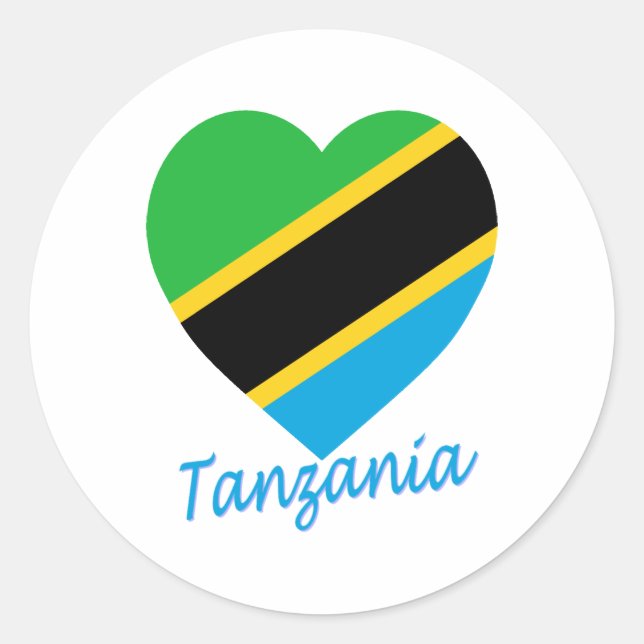 Tanzania Flag Heart Classic Round Sticker (Front)
