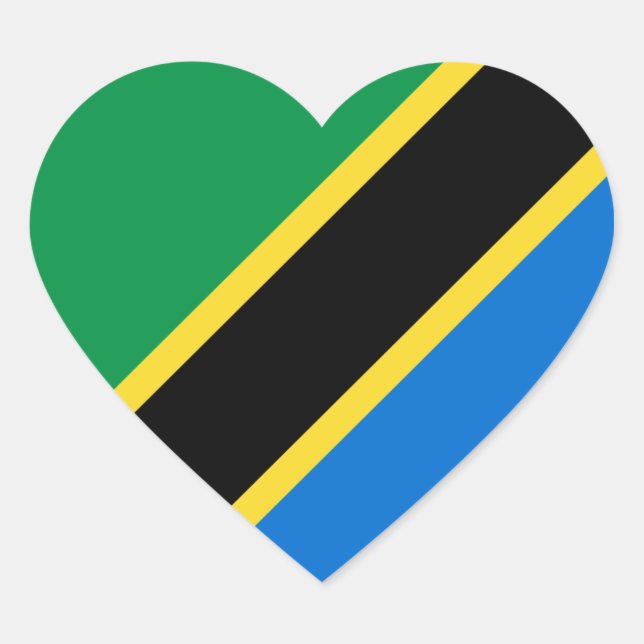 Tanzania Flag Heart Sticker (Front)