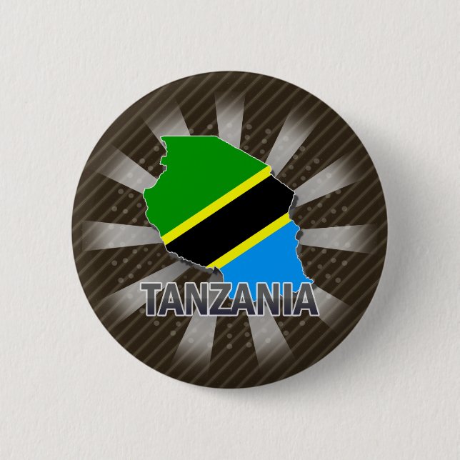 Tanzania Flag Map 2.0 2 Inch Round Button (Front)