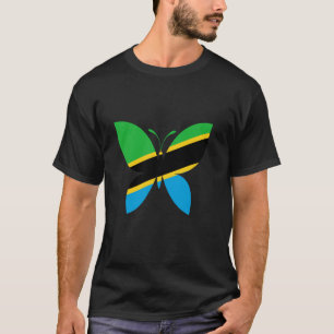 Tanzania Flag Tanzanian Roots Butterfly Tanzanian T-Shirt