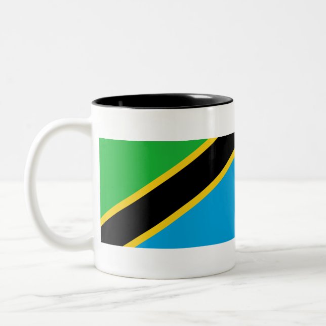 Tanzania Flag Two-Tone Coffee Mug (Left)