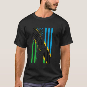 Tanzania Flag USA Handfist Tanzanian Roots Tanzani T-Shirt