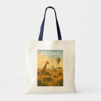 Tanzania Hot Air Balloon Illustration Travel Art