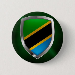 Tanzania Metallic Emblem 2 Inch Round Button