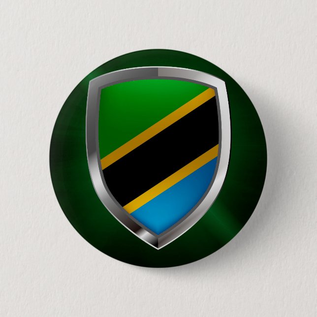 Tanzania Metallic Emblem 2 Inch Round Button (Front)