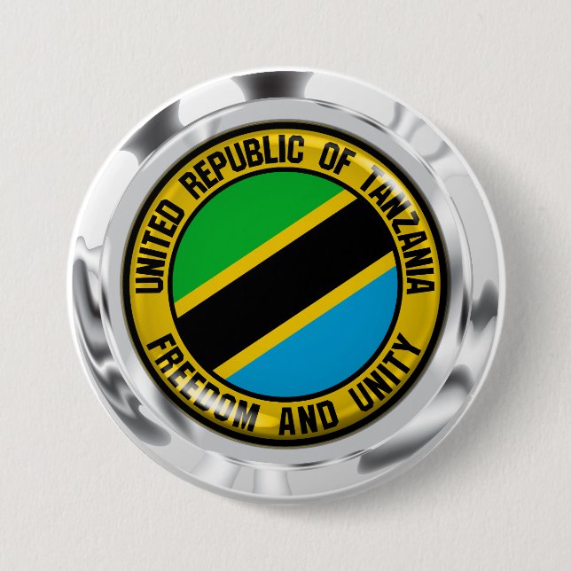 Tanzania Round Emblem 3 Inch Round Button (Front)