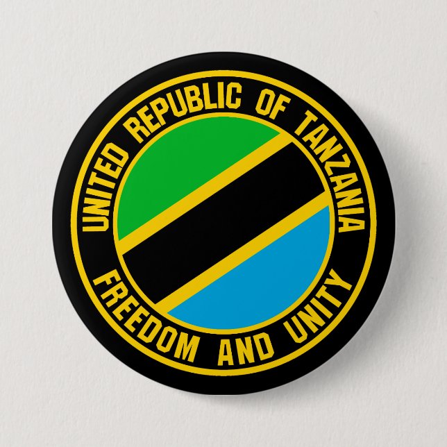 Tanzania Round Emblem 3 Inch Round Button (Front)