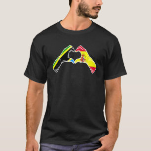 Tanzania Spain Flag Tanzanian Spanish Heart T-Shirt