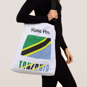 Tanzania Tanzanian Flag Black Personalization Crossbody Bag