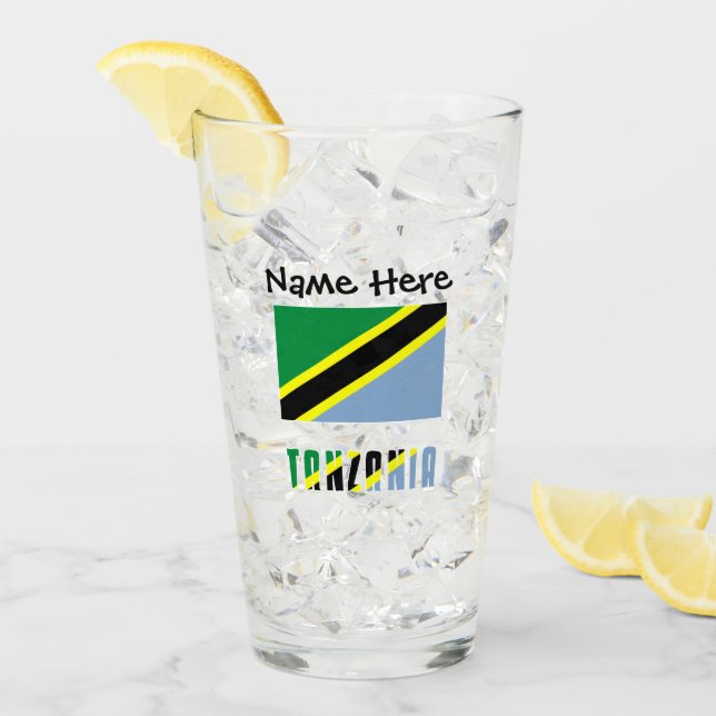 Tanzania Tanzanian Flag Black Personalization  Glass (Front Ice)