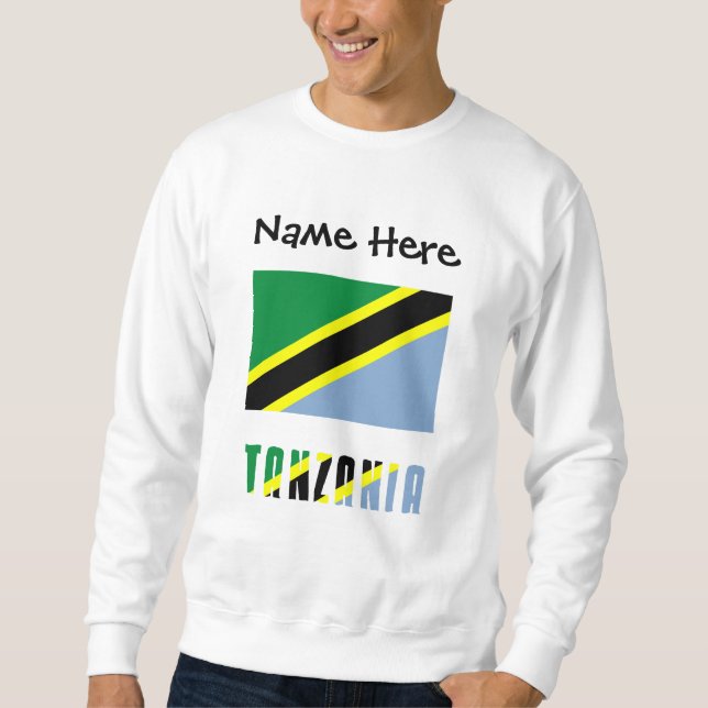 Tanzania Tanzanian Flag Black Personalization  Sweatshirt (Front)