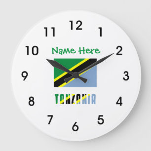 Tanzania Tanzanian Flag Green Personalization  Large Clock