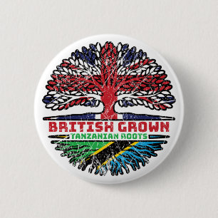 Tanzania Tanzanian Uk United Kingdom British Tree 2 Inch Round Button