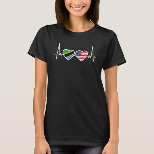 Tanzania Usa Heartbeat Love Roots Tanzanian Americ T-Shirt