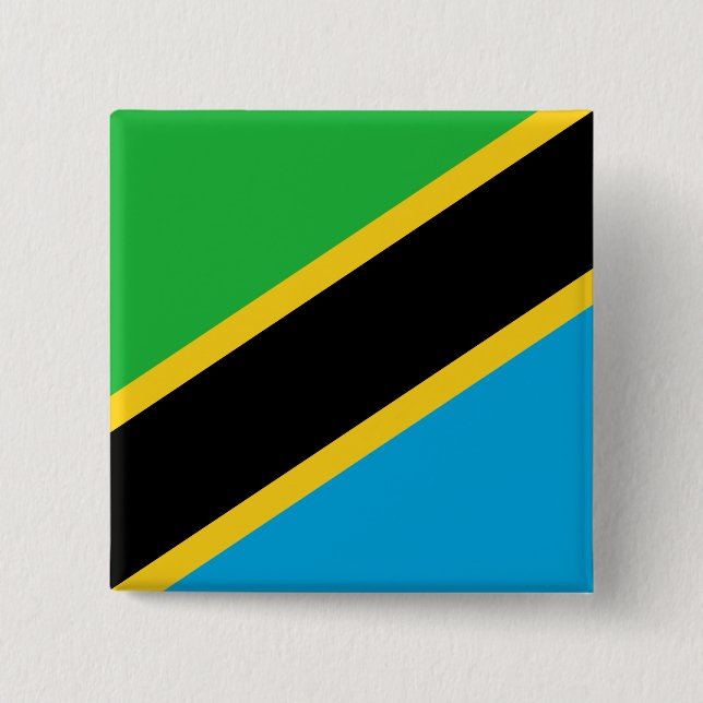 Tanzanian Flag 2 Inch Square Button (Front)