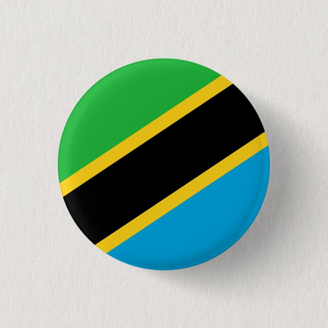 Tanzanian Flag, Flag of Tanzania 1 Inch Round Button (Front)