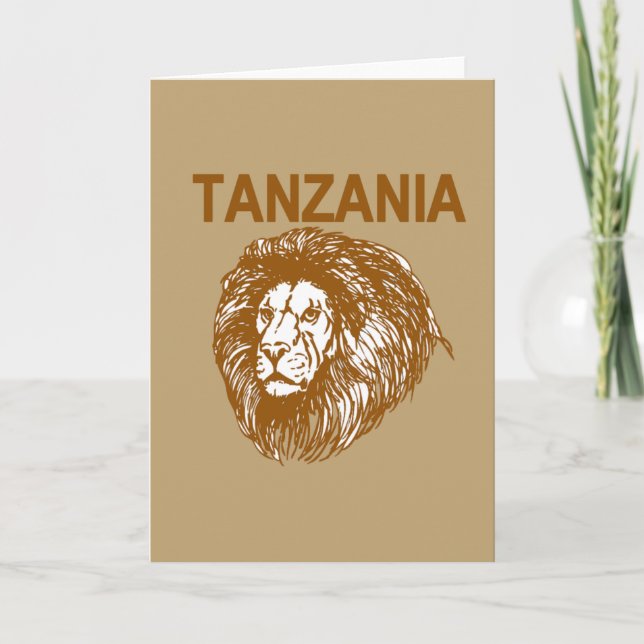 Tanzanie Avec Carte De Voeux Lion (Devant)