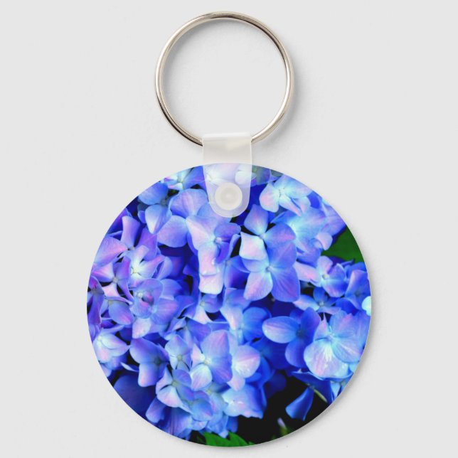 Tanzanite purple blue hydrangeas keychain (Front)