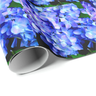 Tanzanite purple blue hydrangeas wrapping paper