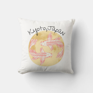 Tao Feng Shui Koi - Golden Earth - Kyoto, Japan Throw Pillow