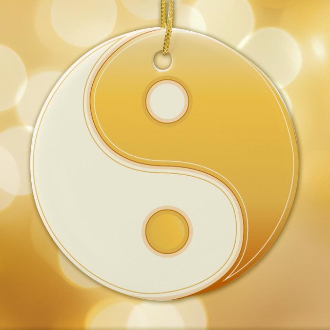 Taoism Symbol Ceramic Ornament (Gold Yin Yang mandala, symbol of Taoism.  Peace.)