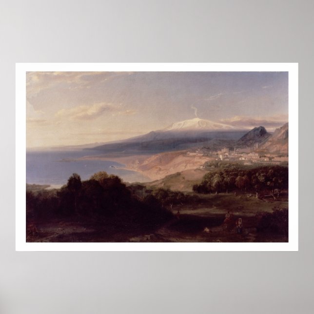 Taormina and Mount Etna, c.1840 (oil on canvas) Poster (Front)