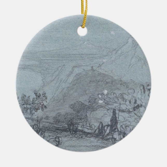 Taormina, from 'Views of Sicily' (chalk & gouache Ceramic Ornament (Front)