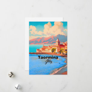 Taormina Italy Travel Postcard, Taormina Travel Ar Holiday Card